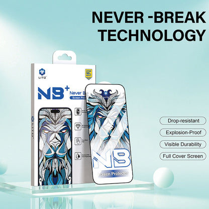Beschermfolie Lito NB Scherm voor Apple iPhone 17 Pro, Gehard Glas, Volledige Lijm, Zwart