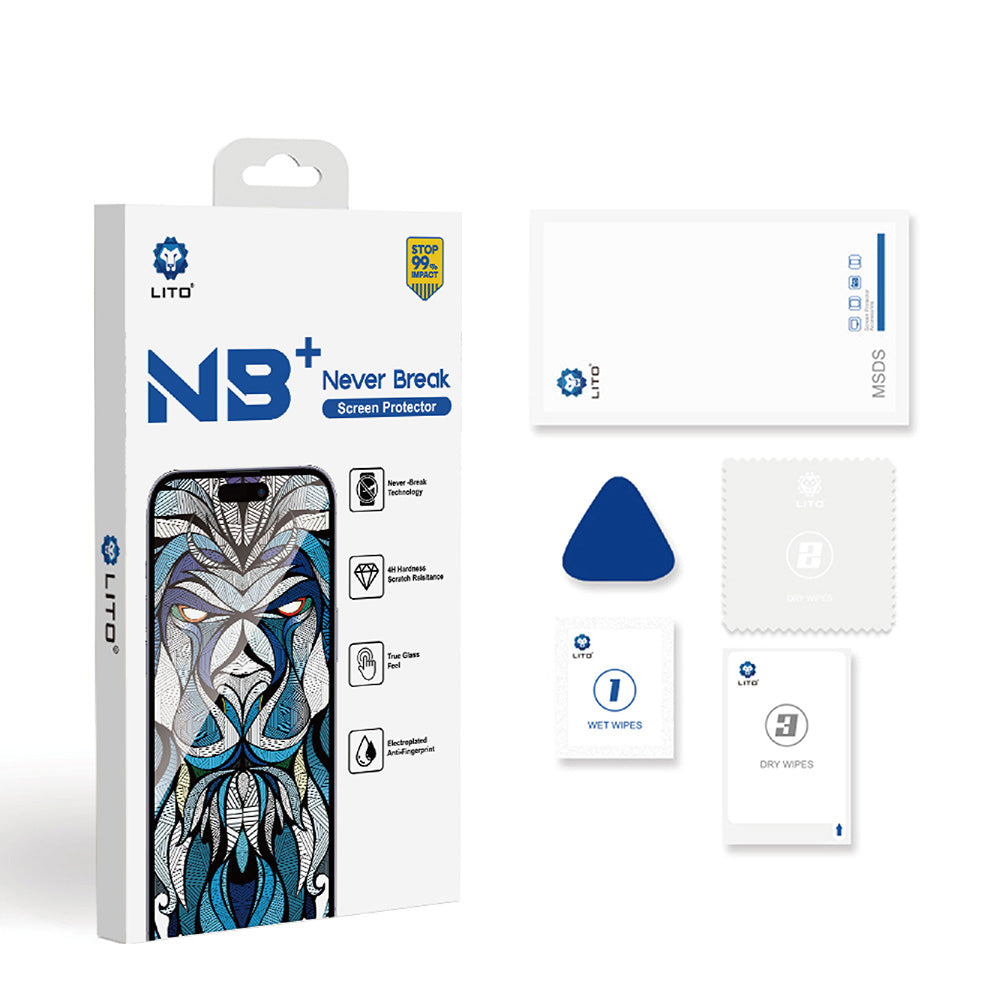 Beschermfolie Lito NB Scherm voor Apple iPhone 17 Pro, Gehard Glas, Volledige Lijm, Zwart