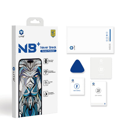 Beschermfolie Lito NB Scherm voor Apple iPhone 17 Pro, Gehard Glas, Volledige Lijm, Zwart