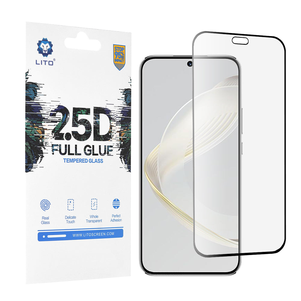 Lito Displayschutzfolie für Huawei nova 12s / nova 11, gehärtetes Glas, Full Glue, 2.5D, Schwarz