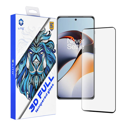 Lito schermbeschermfolie voor OnePlus 11R, gehard glas, volledige lijm, 3D, zwart
