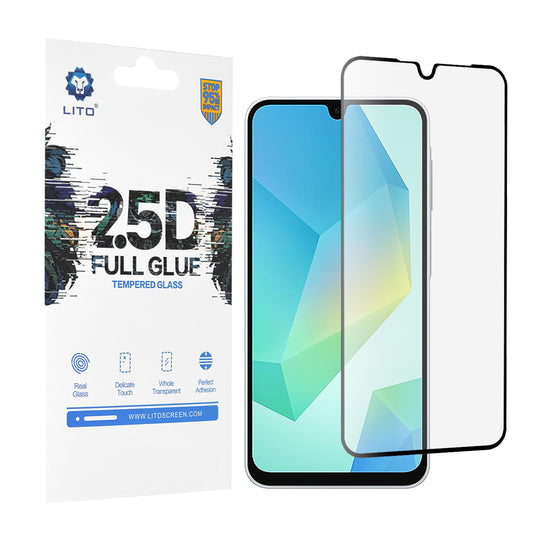 Lito schermbeschermfolie voor Samsung Galaxy A16 5G A166 / A16 4G A165, gehard glas, full glue, 2.5D, zwart