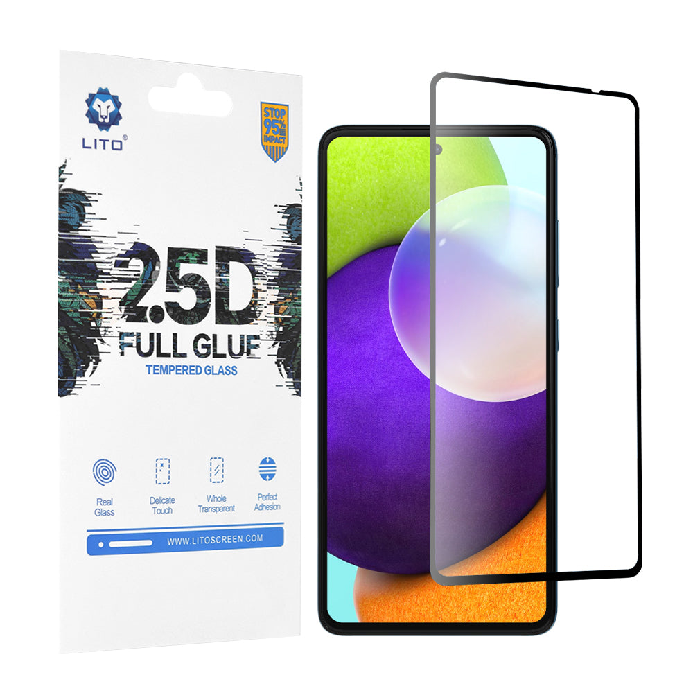 Lito schermbeschermfolie voor Samsung Galaxy A52s 5G A528 / A52 5G A526 / A52 A525, gehard glas, full glue, 2.5D, zwart