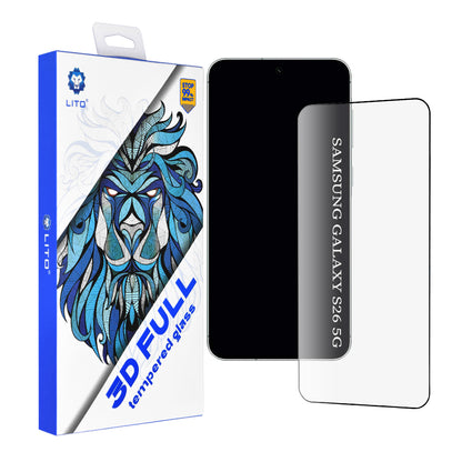 Schermbeveiligingsfolie Lito voor Samsung Galaxy S26, Gehard Glas, Volledige Lijm, 3D, Zwart
