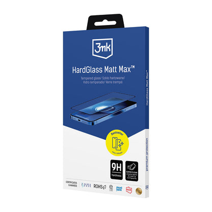 Matte schermbeschermfolie 3MK HardGlass Max voor Apple iPhone 17 Pro Max, Gehard Glas, Volledige Lijm, Zwart
