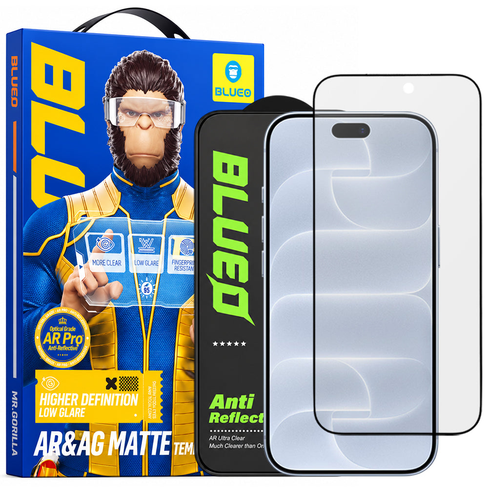 Blueo Matte Anti-Reflective HD Displayschutzfolie für Apple iPhone 18 Pro, gehärtetes Glas, Full Glue, Schwarz