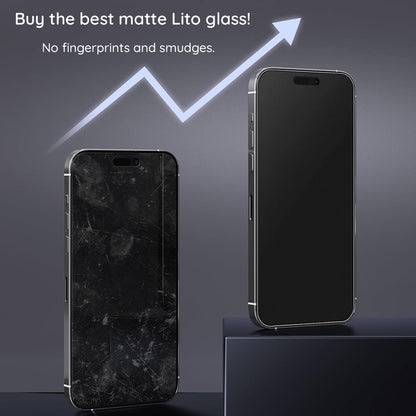 Mattierter Displayschutzfolie Lito HD Pro für Apple iPhone 16 Pro Max, gehärtetes Glas, Vollkleber, Schwarz