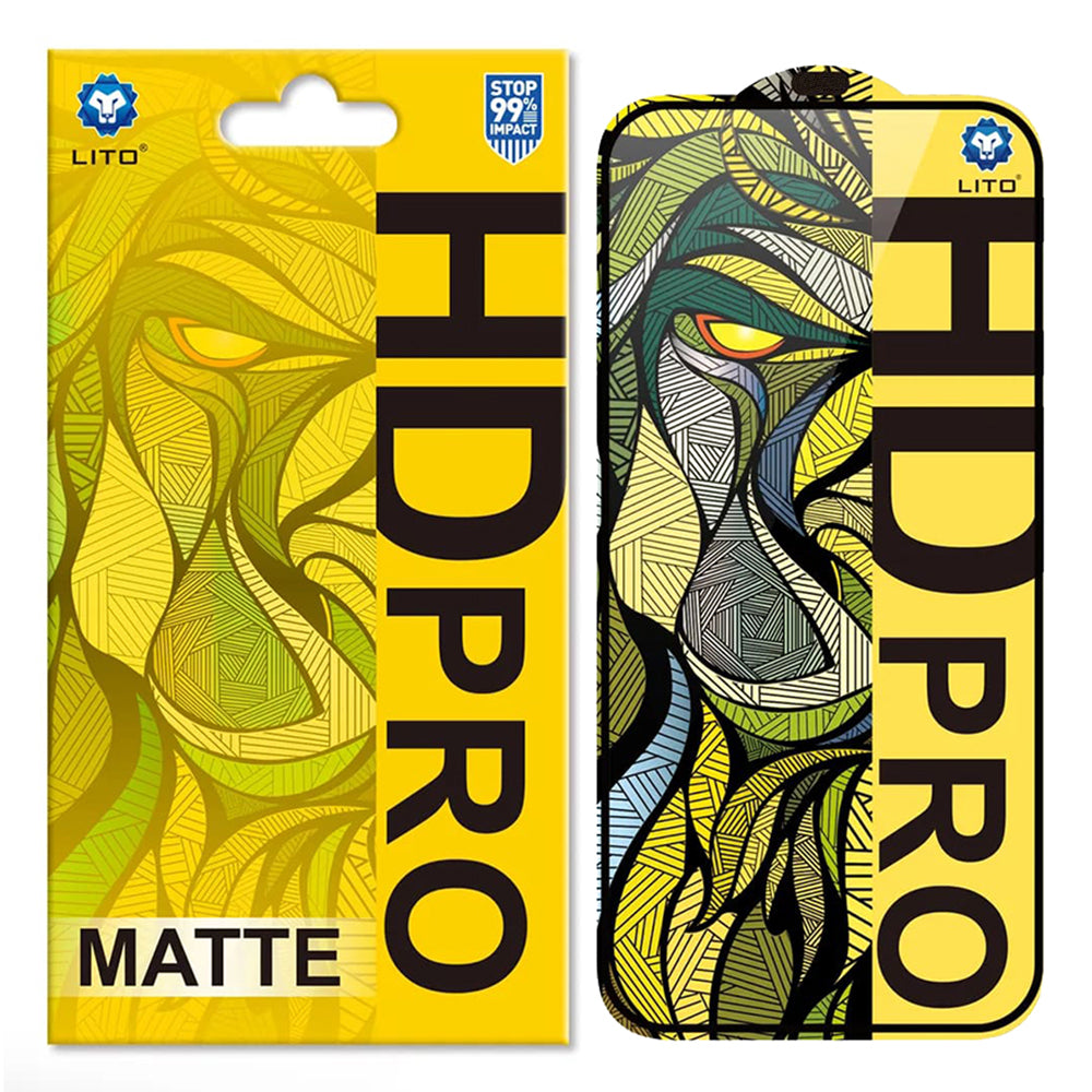 Matte Screen Protector Lito HD Pro for Apple iPhone 16 Pro, Tempered Glass, Full Glue, Black