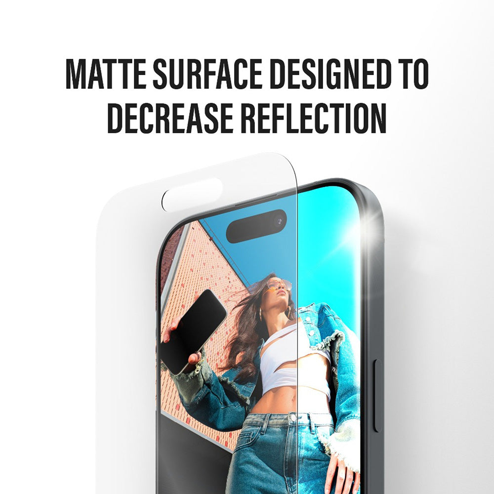 Film de protection écran Matte PanzerGlass Armor EasyAligner pour Apple iPhone 17 / 16 Pro, Verre Trempé, Full Glue