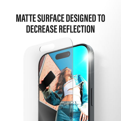Film de protection écran Matte PanzerGlass Armor EasyAligner pour Apple iPhone 17 / 16 Pro, Verre Trempé, Full Glue