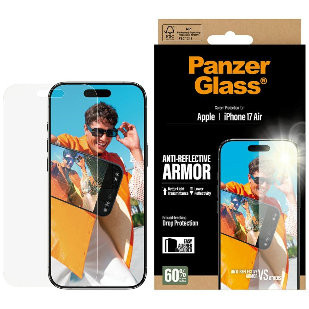 Matte PanzerGlass Armor EasyAligner schermbeschermfolie voor Apple iPhone 17 Air, Gehard Glas, Volledige Lijm