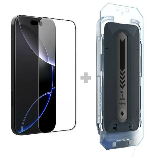 Nillkin CP+ Pro Displayschutzfolie mit Applikator für Apple iPhone 16 Pro Max, gehärtetes Glas, Vollkleber, schwarz