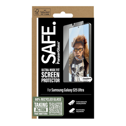 Film de protection d'écran PanzerGlass Safe. Ultra-Wide Fit EasyAligner pour Samsung Galaxy S25 Ultra S938, Verre Trempé, Full Glue