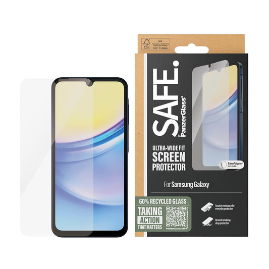 Beschermfolie PanzerGlass Safe Scherm. Ultra-Wide Fit voor Samsung Galaxy A16 5G A166 / A16 4G A165, Gehard Glas, Volledige Lijm