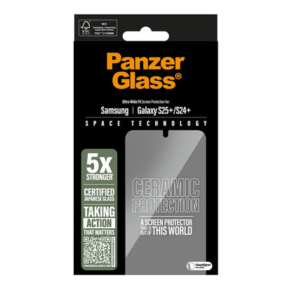 Beschermfolie Scherm PanzerGlass Ultra-Wide Ceramic EasyAligner voor Samsung Galaxy S25+ S936 / S24+ S926, Gehard Glas, Volledige Lijm