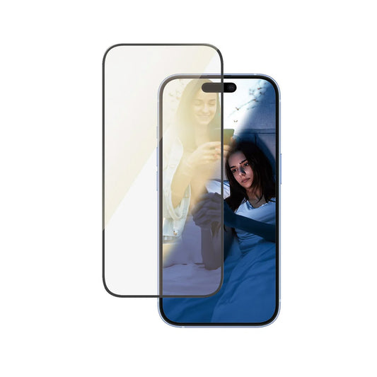 Beschermfolie PanzerGlass Ultra-Wide Fit EyeCare voor Apple iPhone 16 / 15, Gehard Glas, Volledige Lijm, Zwart