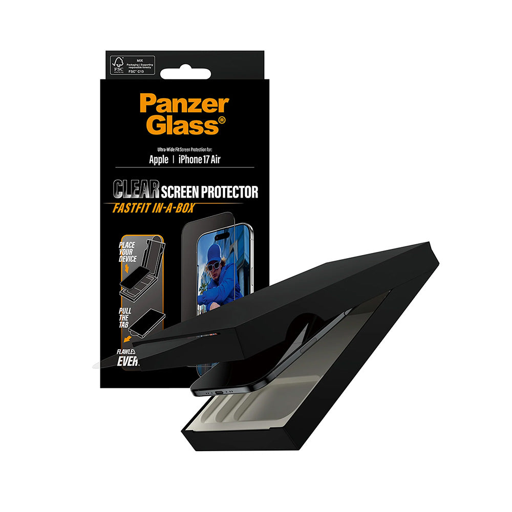 Beschermfolie PanzerGlass Ultra-Wide Fit Fastfit voor Apple iPhone 17 Air, Gehard Glas, Volledige Lijm, Zwart