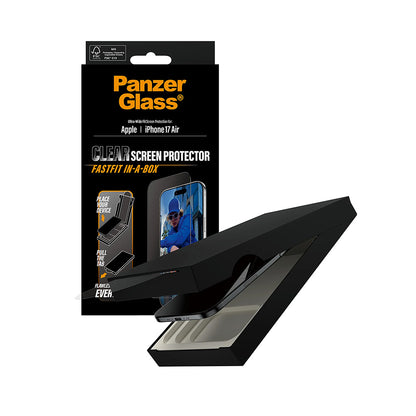 Beschermfolie PanzerGlass Ultra-Wide Fit Fastfit voor Apple iPhone 17 Air, Gehard Glas, Volledige Lijm, Zwart