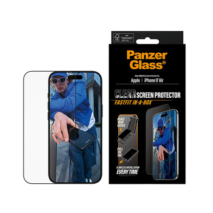 Beschermfolie PanzerGlass Ultra-Wide Fit Fastfit voor Apple iPhone 17 Air, Gehard Glas, Volledige Lijm, Zwart