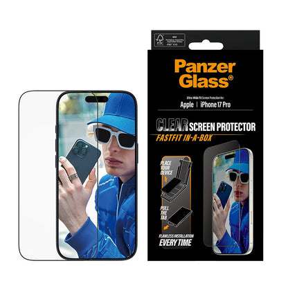 Schutzfolie PanzerGlass Ultra-Wide Fit Fastfit für Apple iPhone 17 Pro, gehärtetes Glas, Full Glue, Schwarz