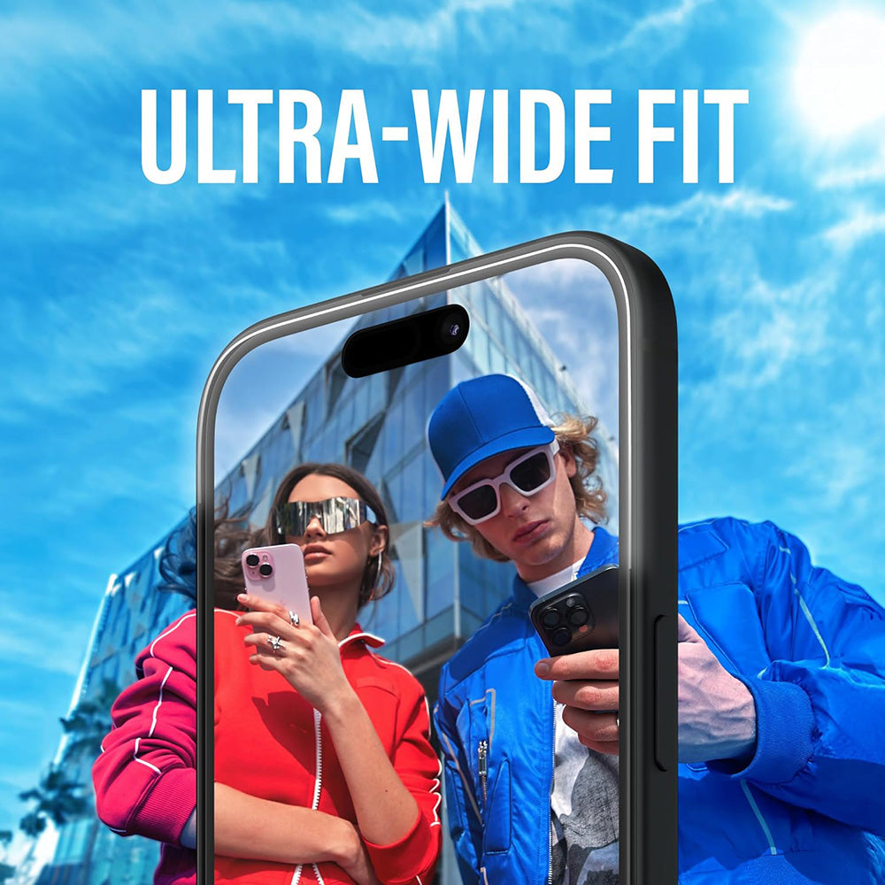 Schutzfolie PanzerGlass Ultra-Wide Fit für Apple iPhone 16 / 15, gehärtetes Glas, Full Glue, Schwarz