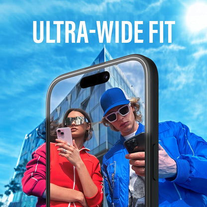 Schutzfolie PanzerGlass Ultra-Wide Fit für Apple iPhone 16 / 15, gehärtetes Glas, Full Glue, Schwarz