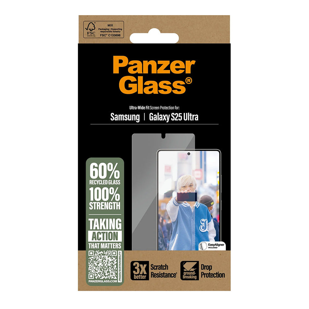 Film de protection d'écran PanzerGlass Ultra-Wide Fit pour Samsung Galaxy S25 Ultra S938, Verre Trempé, Full Glue