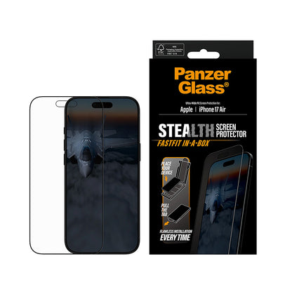 Schutzfolie PanzerGlass Ultra-Wide Fit Stealth Fastfit für Apple iPhone 17 Air, gehärtetes Glas, Full Glue, Schwarz