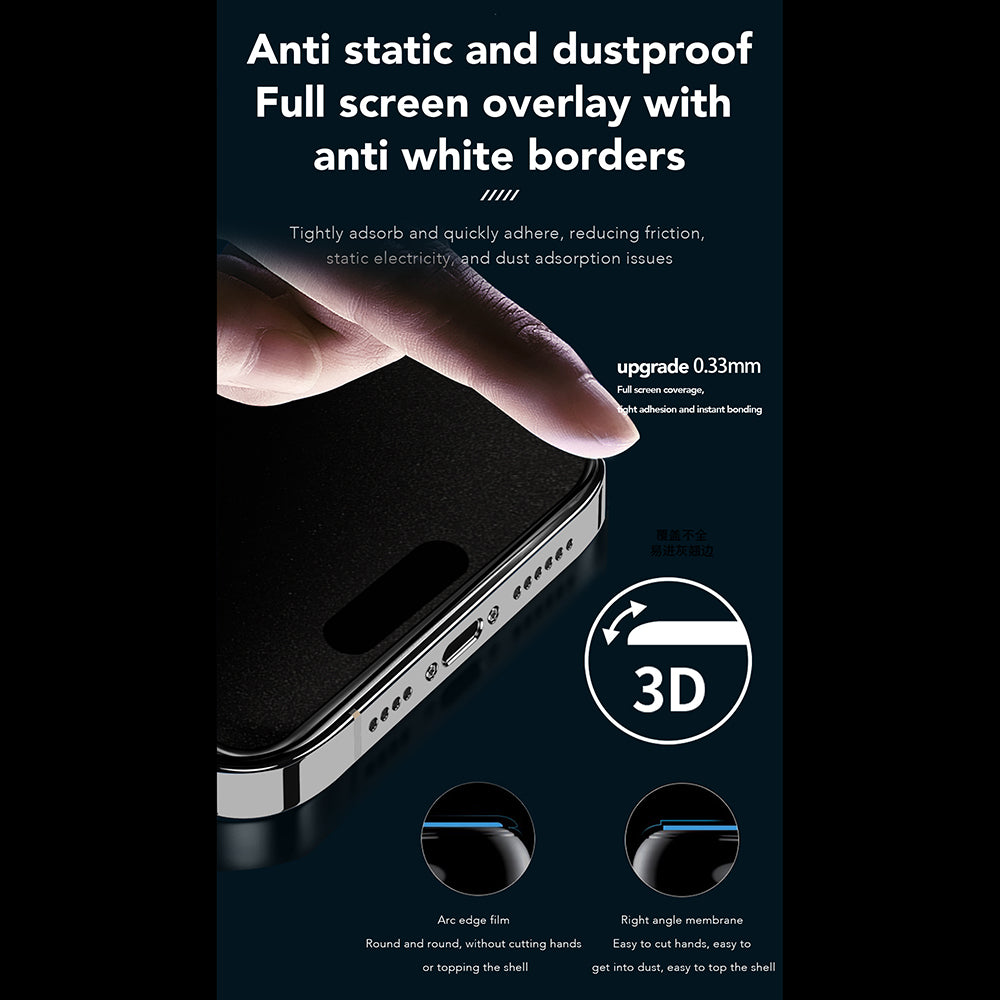 Film de protection écran Privacy Anank 1X Renforcé 360 pour Apple iPhone 16, Verre Sécurisé, Collage Complet, 2.5D