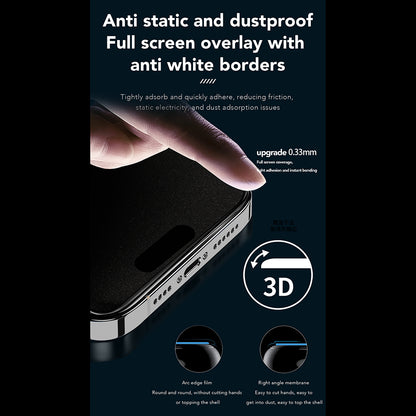 Film de protection écran Privacy Anank 1X Renforcé 360 pour Apple iPhone 16, Verre Sécurisé, Collage Complet, 2.5D