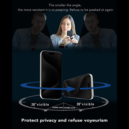 Film de protection écran Privacy Anank 1X Renforcé 360 pour Apple iPhone 16, Verre Sécurisé, Collage Complet, 2.5D