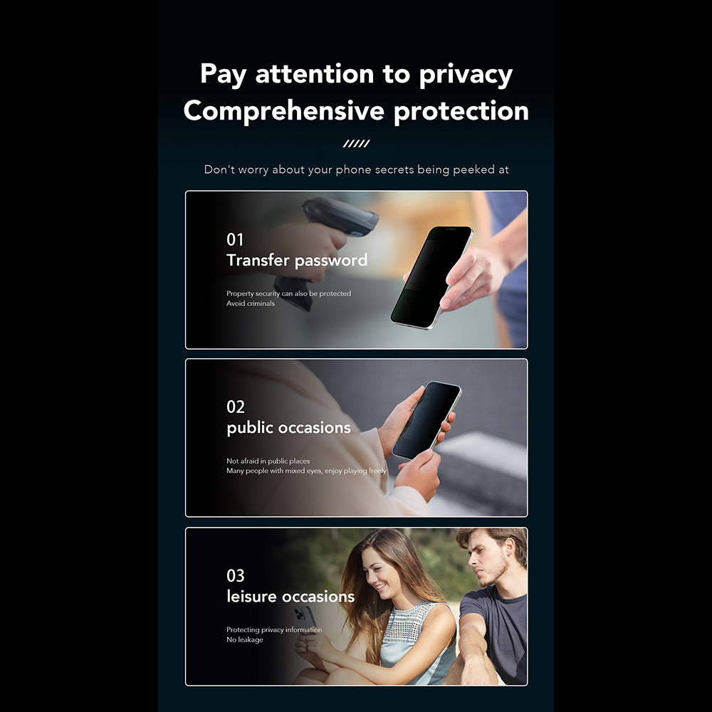 Film de protection écran Privacy Anank 1X Renforcé 360 pour Apple iPhone 17e / 16e / 14 / 13 Pro, Verre Sécurisé, Collage Complet, 2.5D