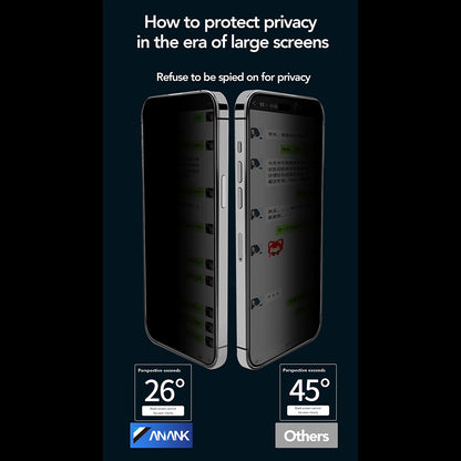 Privacy-Schutzfolie Anank 3X Verstärkt für Apple iPhone 15 Pro Max, Sicherheitsglas, Vollkleber, 2.5D