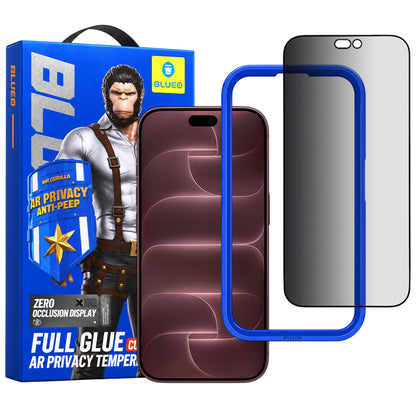 Film de protection d’écran Privacy Blueo Anti Peep AR pour Apple iPhone 18 Pro Max, verre trempé, adhésif intégral, 3D
