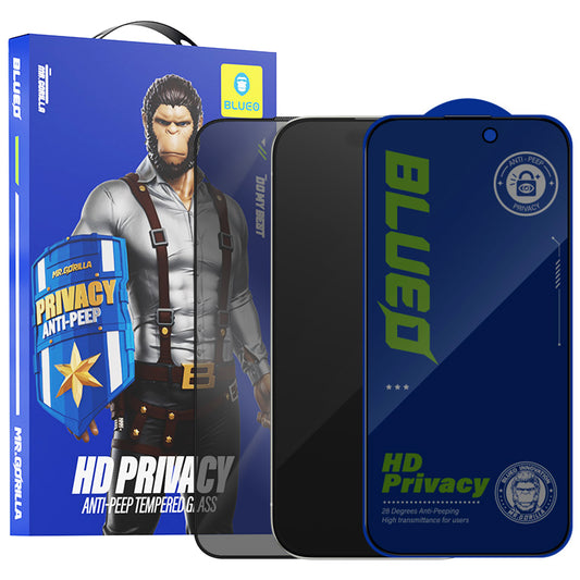 Privacy Blueo Anti-Peep schermbeschermfolie voor Apple iPhone 12 / 12 Pro, gehard glas, volledige lijm