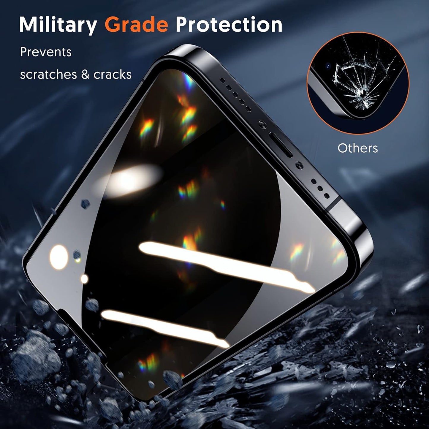 Beschermfolie Privacy Blueo Anti-Peep voor Apple iPhone 12 Pro Max, Gehard Glas, Volledige Lijm