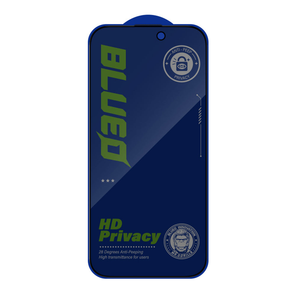 Privacy-Schutzfolie Blueo Anti-Peep für Apple iPhone 16 / 15, gehärtetes Glas, Full Glue