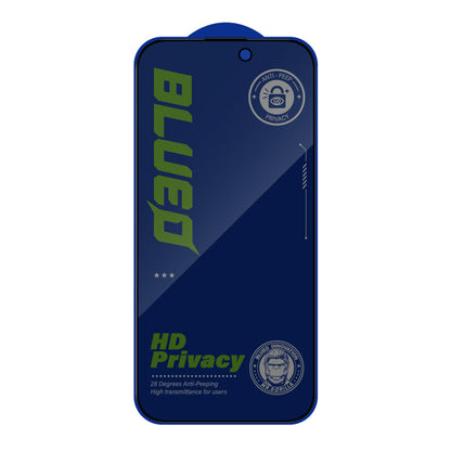 Privacy-Schutzfolie Blueo Anti-Peep für Apple iPhone 16 / 15, gehärtetes Glas, Full Glue