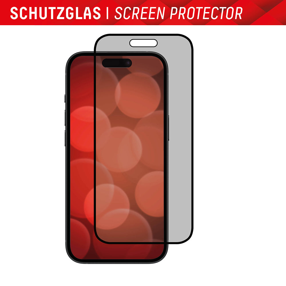 Privacy-Schutzfolie Displex Real Glass für Apple iPhone 16 Plus, gehärtetes Glas, Full Glue