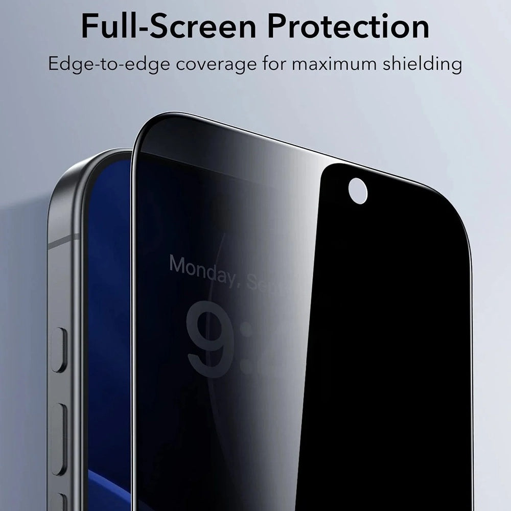 Privacy Screen Protector ESR UltraFit Classic voor Apple iPhone 18 Pro, Gehard Glas, Volledige Lijm, Set van 3 stuks