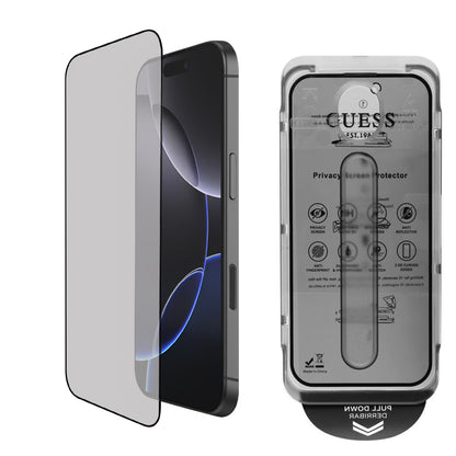 Film de protection écran Privacy Guess pour Apple iPhone 16 Pro Max, Verre Trempé, Full Glue, 2.5D, GUTGP16XBOKGCIP