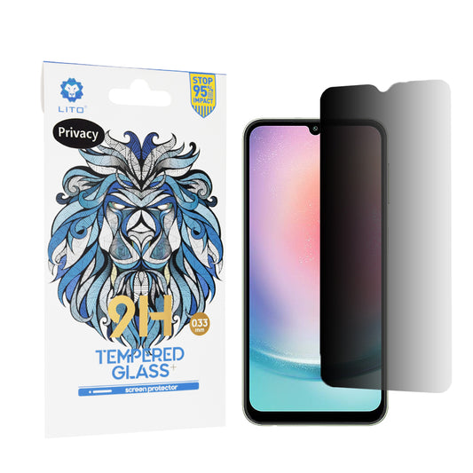 Privacy-Schutzfolie Lito Classic für Samsung Galaxy A24 4G A245, gehärtetes Glas, Full Glue, 2.5D