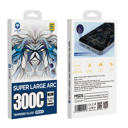 Privacy-Schutzfolie Lito D+ Max 300C für Apple iPhone 15 Plus, gehärtetes Glas, Full Glue