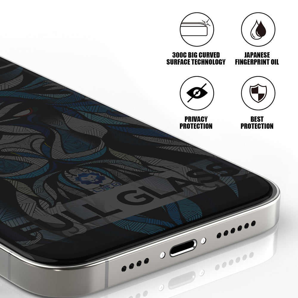 Privacy Screen Protector Lito D+ Max 300C for Apple iPhone 16 Plus, Tempered Glass, Full Glue