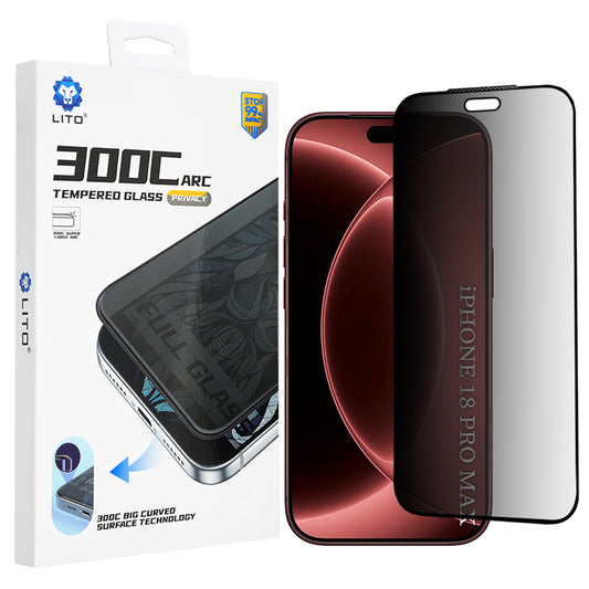 Film de protection écran Privacy Lito D+ Max 300C pour Apple iPhone 18 Pro Max, Verre trempé, Collage intégral