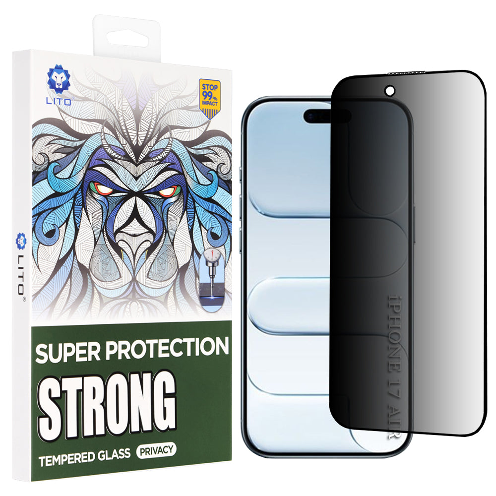 Privacy Screen Protector Lito D+ Max Strong voor Apple iPhone 17 Air, Gehard Glas, Volledige Lijm