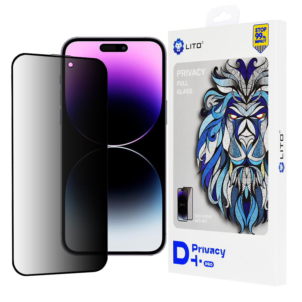 Privacy-Schutzfolie Lito D+ Pro für Apple iPhone 14 Pro Max, gehärtetes Glas, Vollkleber