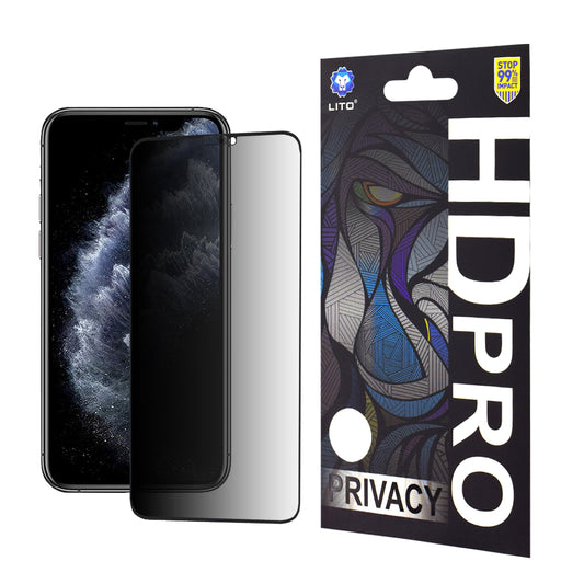 Privacy Screen Protector Folie Lito HD Pro voor Apple iPhone 11 Pro Max / XS Max, Gehard Glas, Volledige Lijm