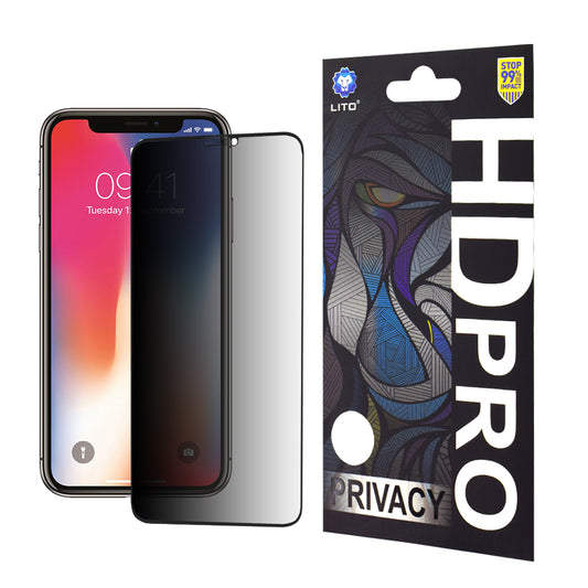 Privacy Screen Protector Lito HD Pro voor Apple iPhone 11 Pro / XS / X, Gehard Glas, Volledige Lijm