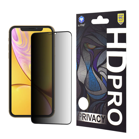Privacy Screen Protector Folie Lito HD Pro voor Apple iPhone 11 / XR, Gehard Glas, Volledige Lijm